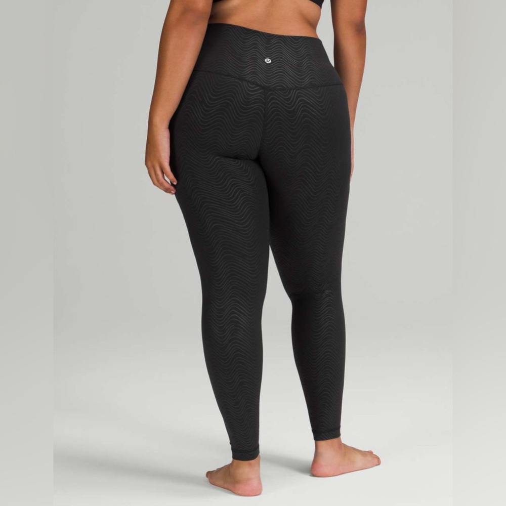 106. Lululemon Align High-Rise Pant 28"
Size 18 
Aqueous Emboss Black - Picture 3 of 5